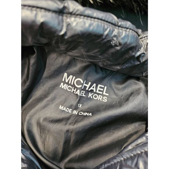 Michael Kors Black Quiltef Puffer Jacket Size 1X Hooded - Picture 6 of 8